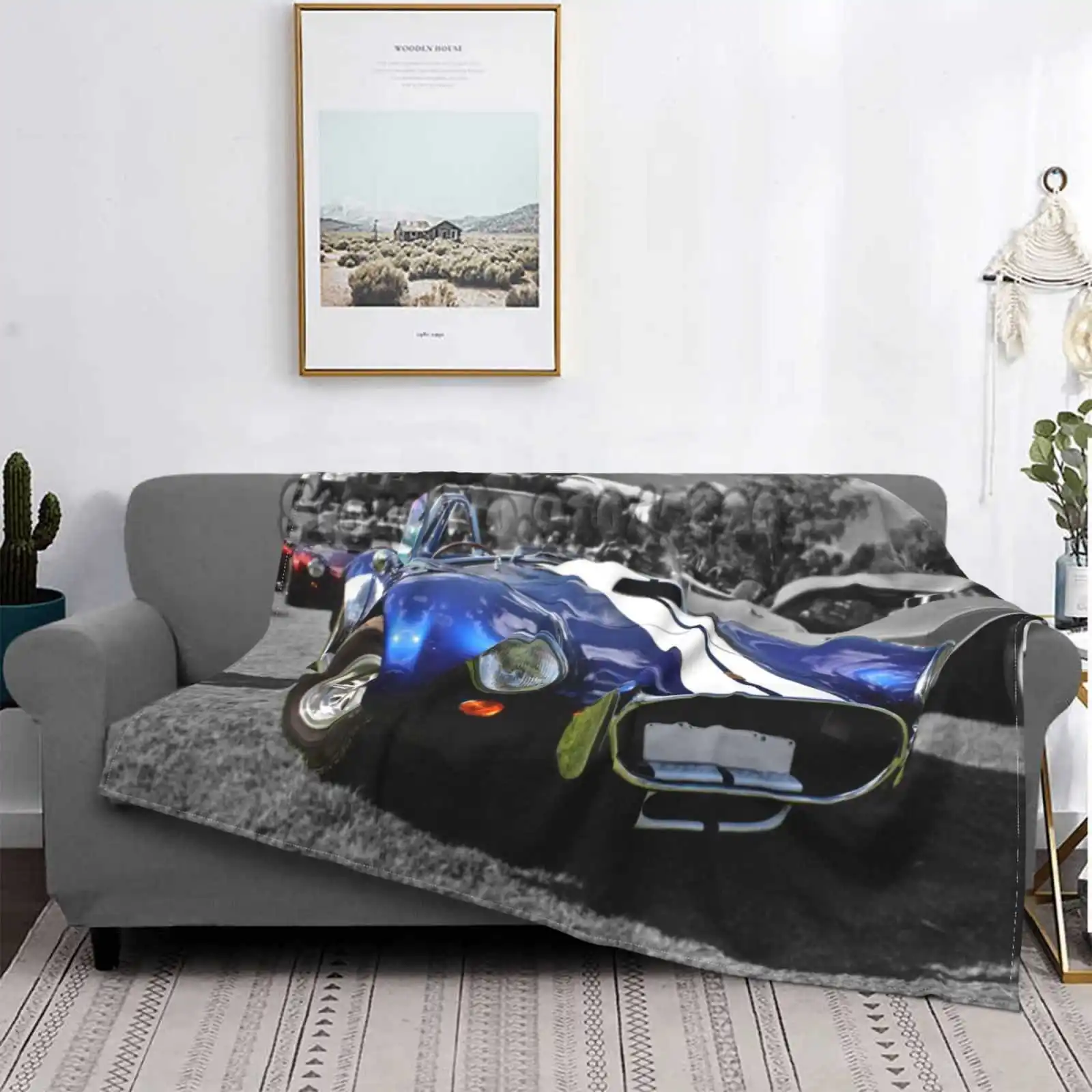 Синее одеяло Ac Фланелевое мягкое с принтом на заказ Blue классический автомобиль