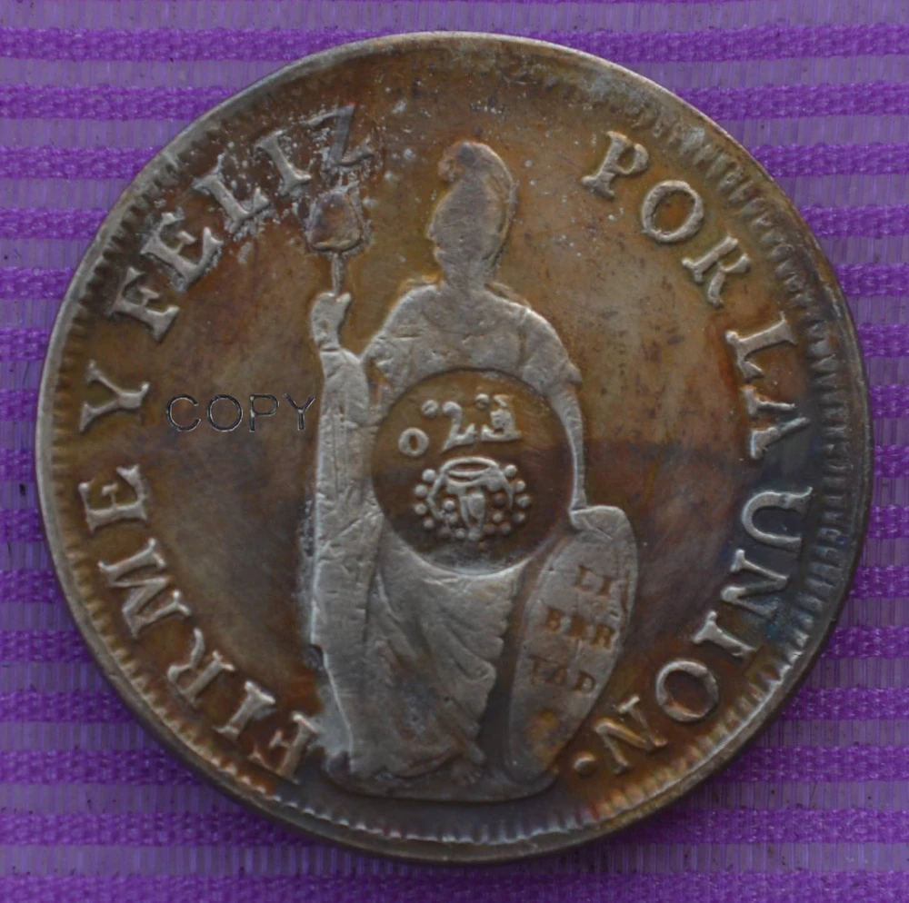Перу монеты 1833 Посеребренная копия 8 R.M.M может создать разный цвет и сделать