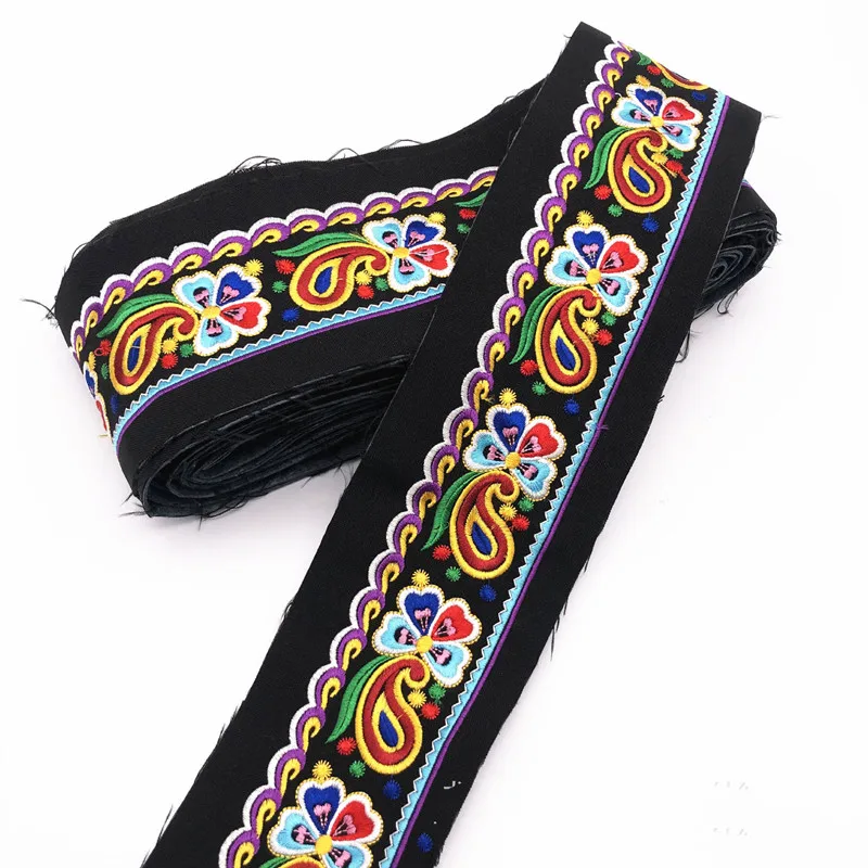 1yard Retro Ethnic Embroidered Flower Ribbon DIY Clothing Lace Trim Sewing Webbing Home Textile Decorative Accessorie images - 6