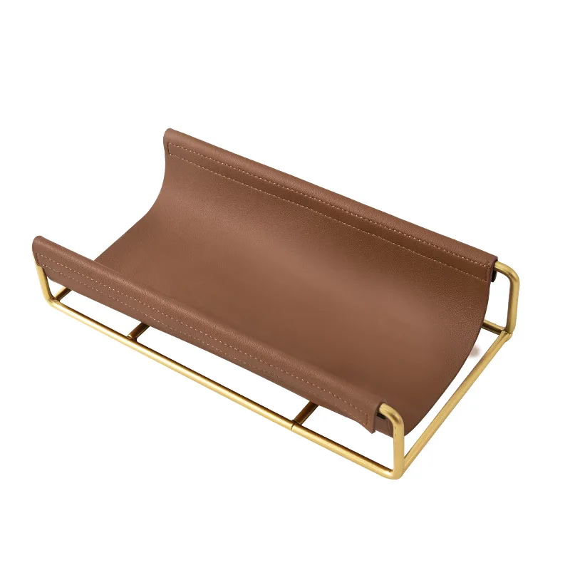 

Creative Simple Leather Decorative Tray Wrought Iron Home Decoration Ornaments Bedroom Jewelry Storage Rack Tray Shelf Organizer