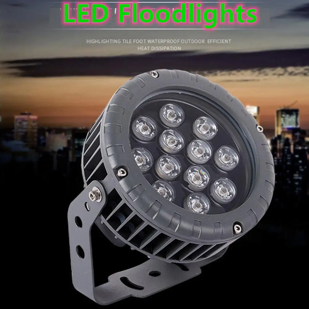 

12W LED floodLight AC85-265V/DC24V IP65 Cast light DMX512 RGB Changeable LED Spotlight for Building park scenic ligthing