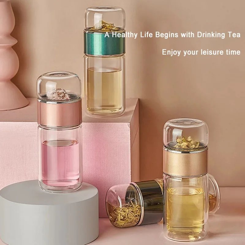 Бутылка для воды YMEEI из боросиликатного стекла с двойными стенками 280 мл | Дом и