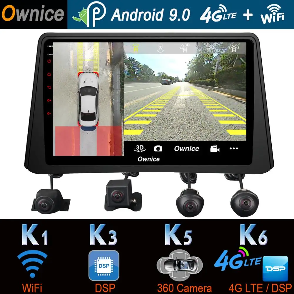 360 ° панорамная камера 4G LTE Android 9 0 4 + 64G GPS радио CarPlay SPDIF DSP автомобильный