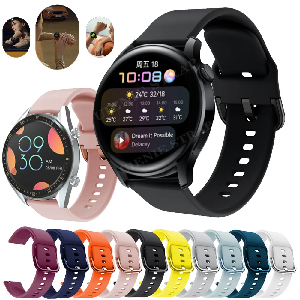 

Ремешок силиконовый для Huawei Watch 3 / GT 2 46 мм, быстросъемный спортивный браслет для наручных часов, 22 мм