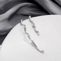 oe 925 sterling silver twisted texture design earrings girl irregular metal tassel earrings jewelry