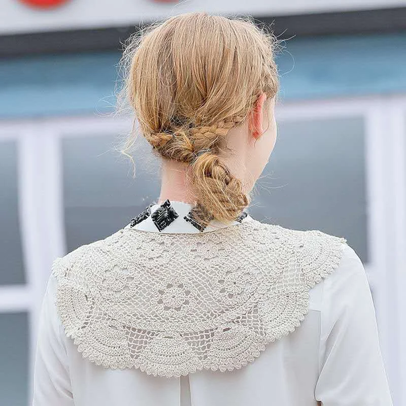 рубашка женская галстук женский воротник съемный Кружевной вязаный крючком