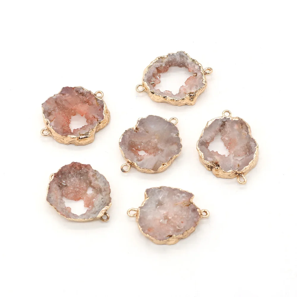 

2021 Fashion New Natural Stones Agate Crystal Cluster Connector for Making DIY Necklace Accessories Size 20x30-25x35mm