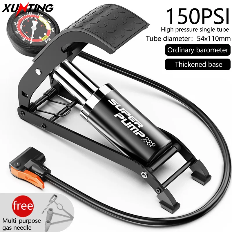 Xunting Bicycle Foot Pump Air with Pressure Maxium 200psi Schrader Presta Tyre Inflator Mini Gauge Tire Pumping Bike Accessories | Спорт и