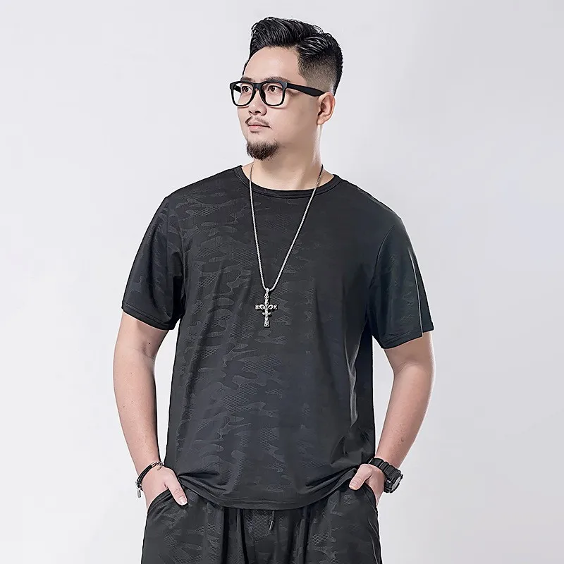 Yoga Camouflage Tracksuit Men Spring Summer Running Gym Short Sleeve T-shirt Shorts Street Casual Loose Sportswear Plus Size 7XL | Мужская