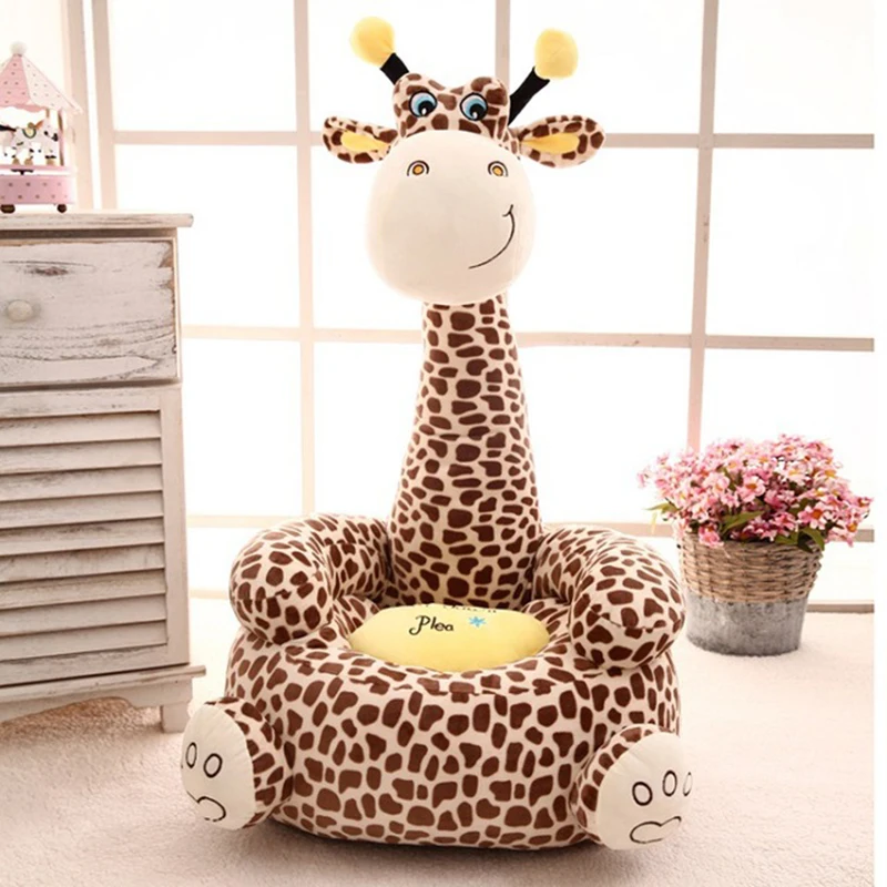 

Детское кресло с мультяшным рисунком, удобный переносной стул из пп и хлопка, с жирафом, маленький и большой размеры, подарок для детей