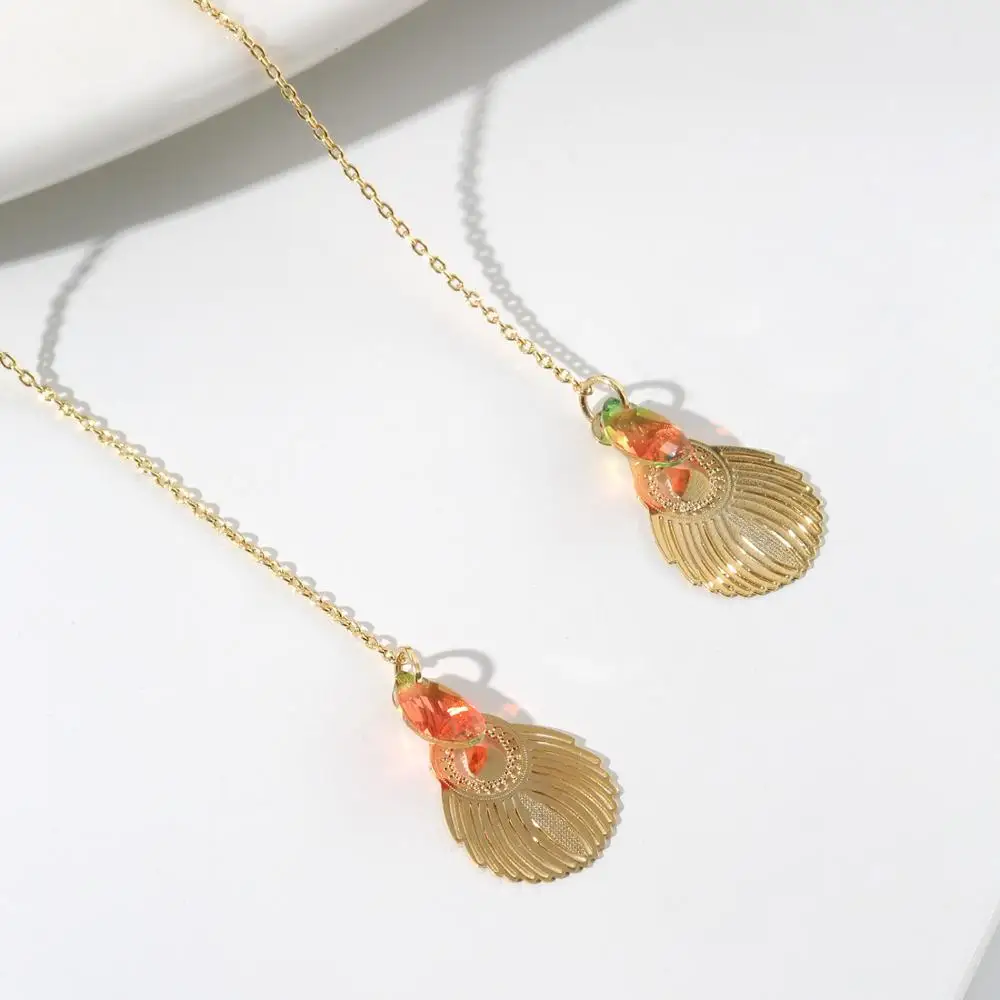 Ювелирные изделия Neoglory Золотое перо павлина и Длинная кисточка из кубического