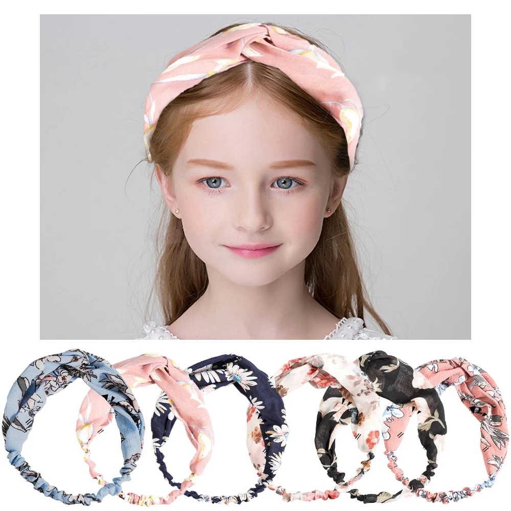 Девочки тюрбан цветочный эластичная ободок леди узловатый повязка на голову головной убор Корейский стиль аксессуары для волос для женщин.