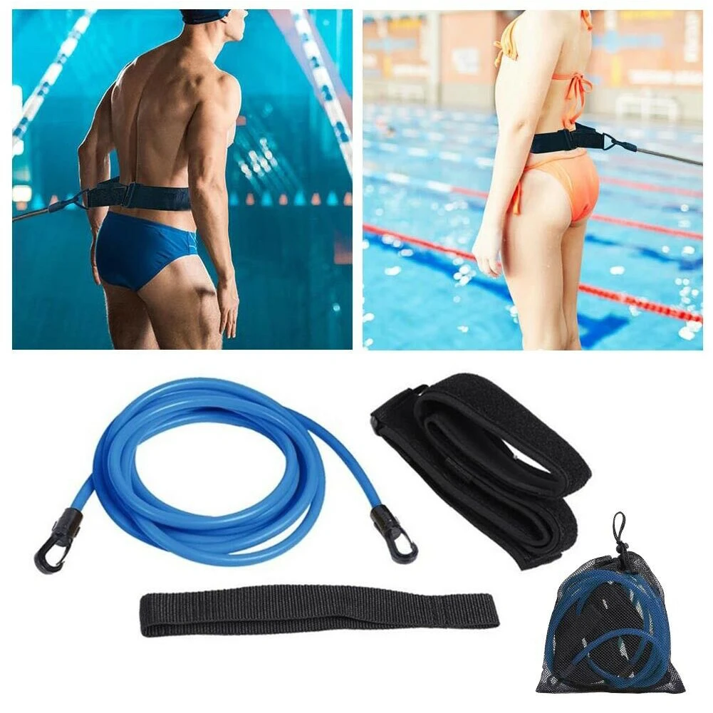 

Swim Training Belt Set Bungee Elastic Rope Exerciser Tether Leash Outdoor Gear Adult Kids Safety Resistance Amateur With Harness