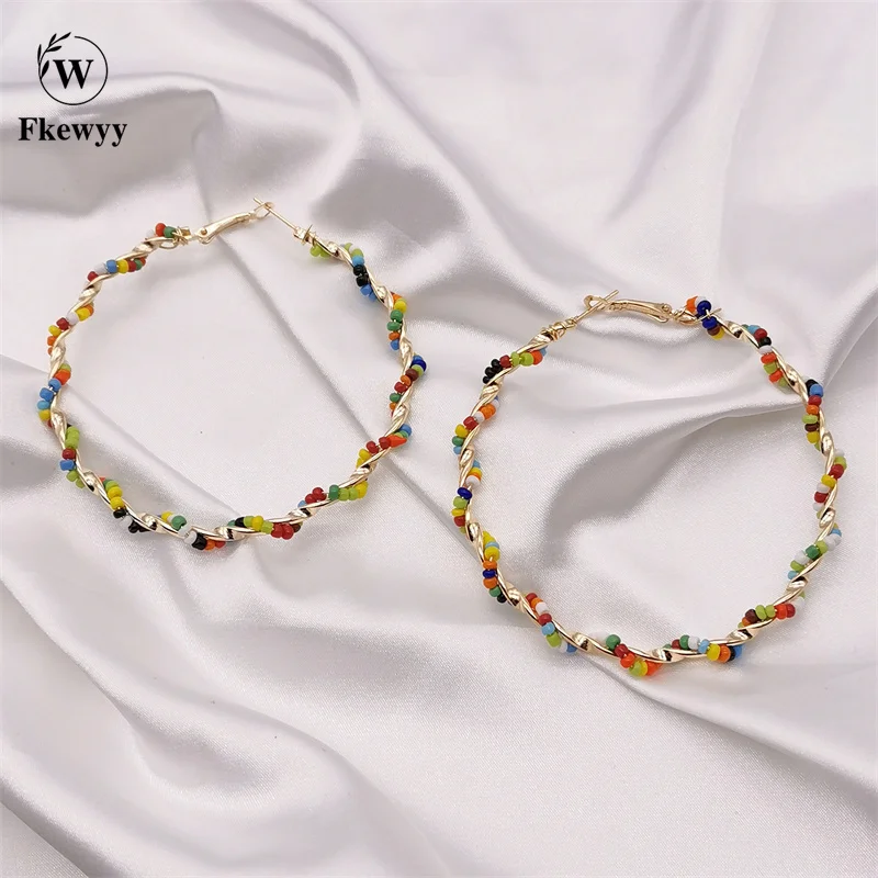

Fkewyy Earings Fashion Jewelry 2021 Bohemia Drop Earrings Accessories For Women Designer Color Hoop Earring Punk Jewelry Party