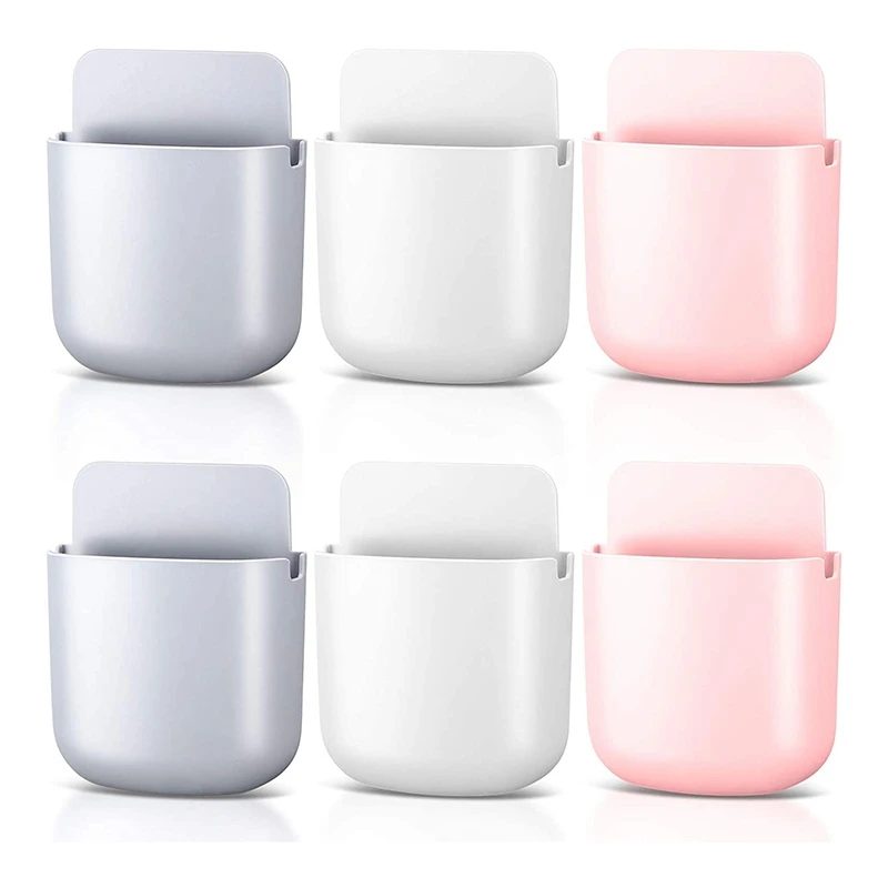 

Wall-Mounted Remote Control Holder Self-Adhesive Storage Box Storage Box Adhesive Pen Holder Closet Office School 6 Pcs