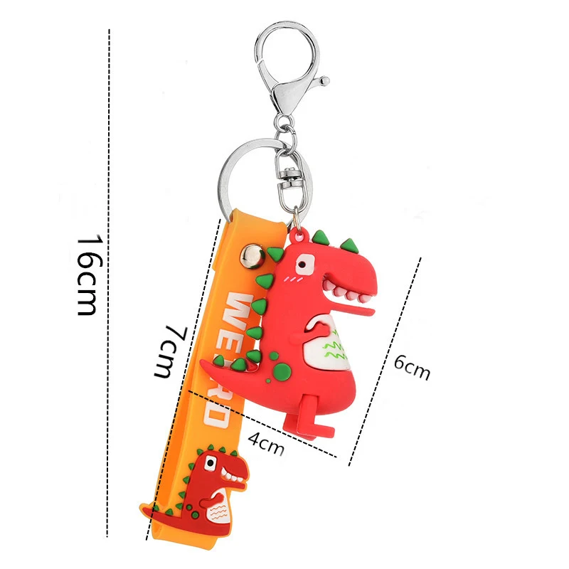 Модные брелоки из ПВХ с подвеской в виде мультяшного динозавра сумке держатель