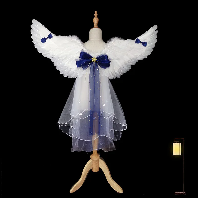 

hallween cosplay angel princess wings stage cosplay costumes props 3pcs set with cloak bow