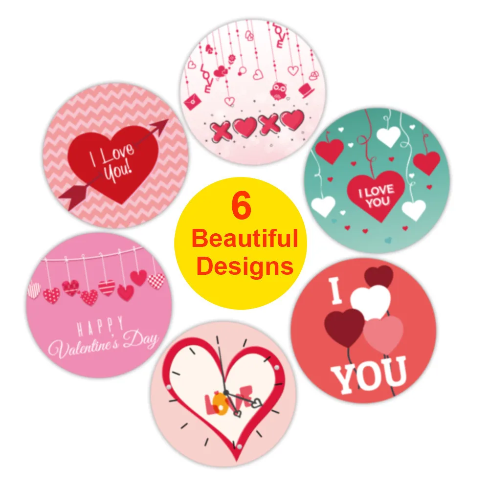 

500pcs/roll 1 Inch I Love You Heart Stickers Happy Valentine's Day Gift Tag Envelope Handbag Candy Chocolate Box Party Decor