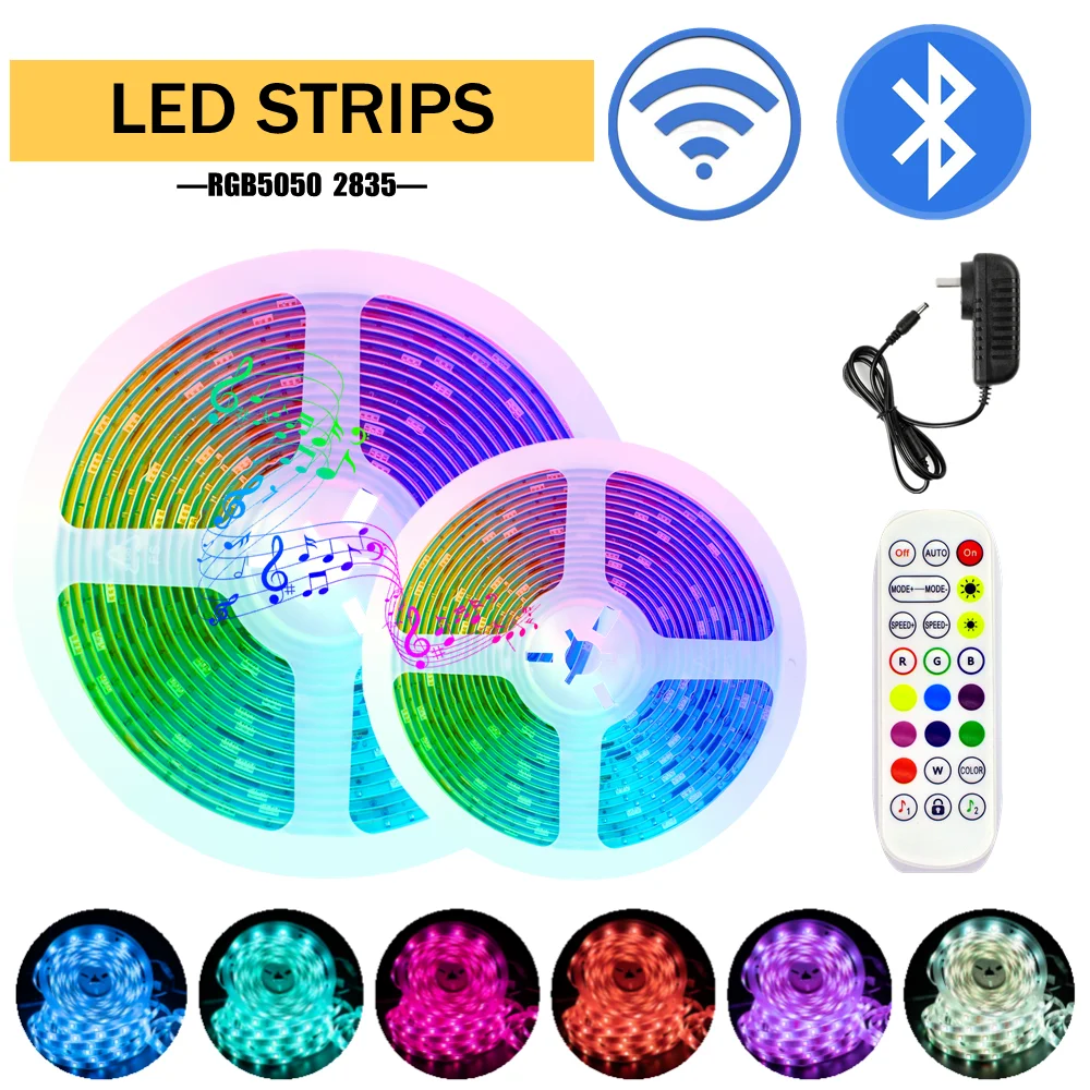 

LED Strip Lights RGB 5050 SMD 2835 Waterproof Lamp Flexible Tape Diode Neon 5M 10M DC12V For Room Decor With Phone Bluetooh