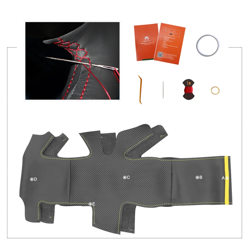 

MEWANT Hand Sewing Black Genuine Leather Car Steering Wheel Cover for Renault Megane 3 (Coupe) RS 2010-2016