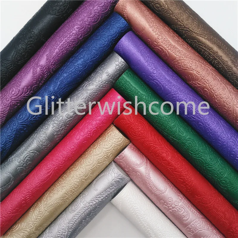 Glitterwishcome 21X29 см А4 Размер цветы тиснением искусственная ткань синтетическая кожа