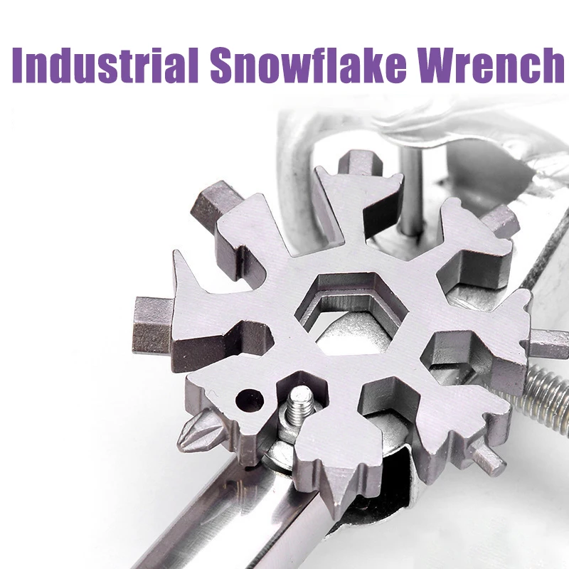 

2Pcs 18 in 1 Multifunction Snowflake Spanner Keyring Hex Outdoor Hike Wrench Key Ring Pocket Multipurpose Camp Survive Hand Tool