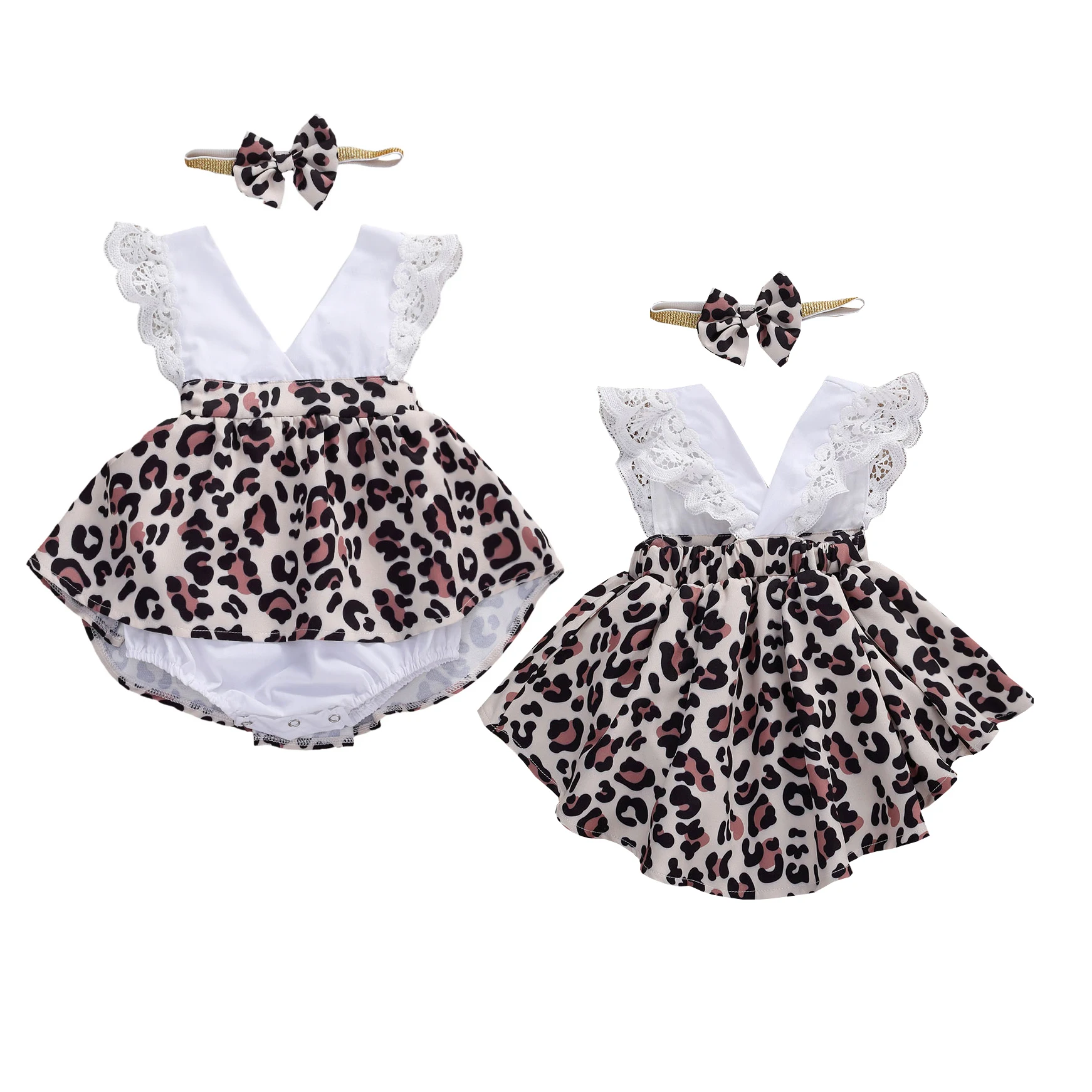 Новый леопардовый комбинезон для маленьких девочек Летняя модная повседневная