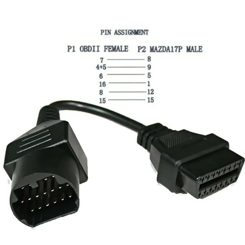 Для Mazda 17Pin до 16Pin OBD2 OBD II кабель соединитель для MAZDA адаптер конвертер 17 Pin штекер 16
