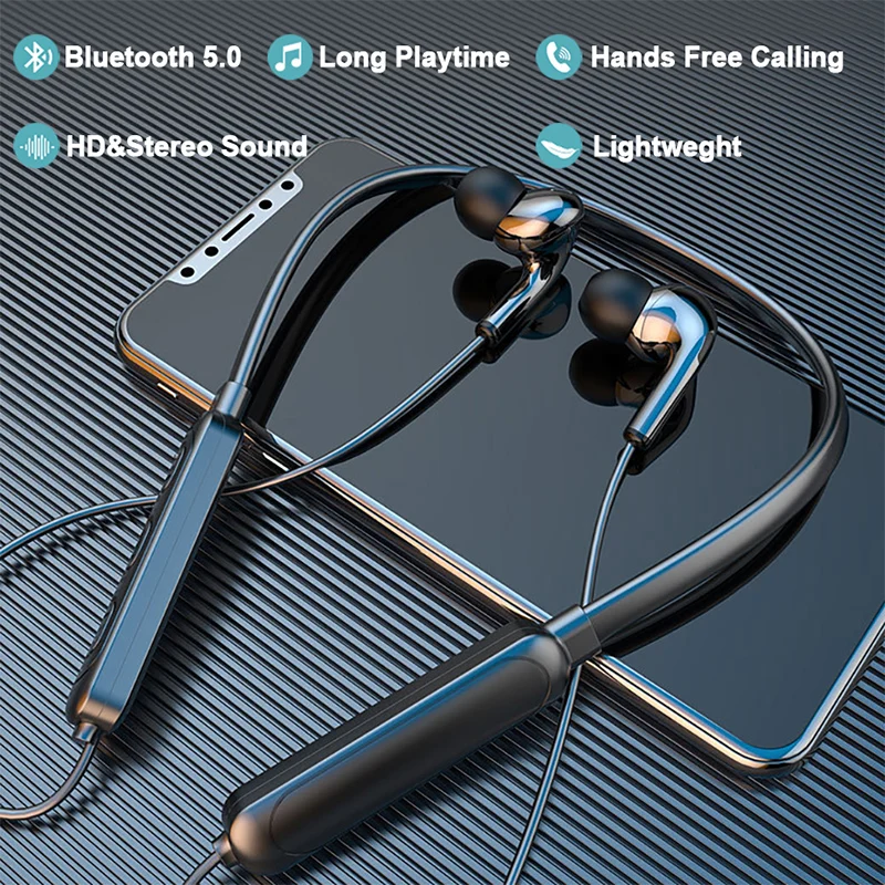 Спортивные Bluetooth-наушники с шейным ободом беспроводные наушники микрофоном