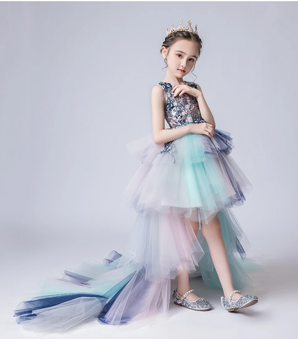 Прицеп Цветочное платье для девочек трапециевидной формы детей принцессы