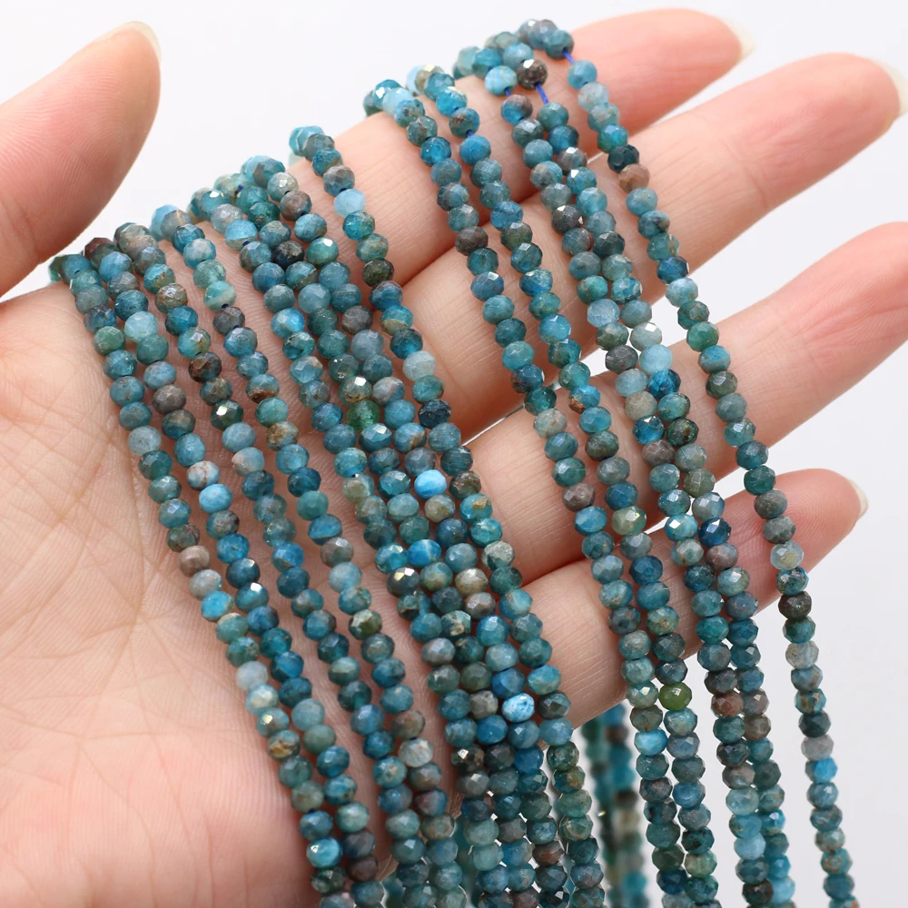 

Natural Semi-precious Stones Beaded Apatite Faceted Lady's Charm Jewelry for Making Necklace Bracelet Exquisite Gifts Size 3x4mm