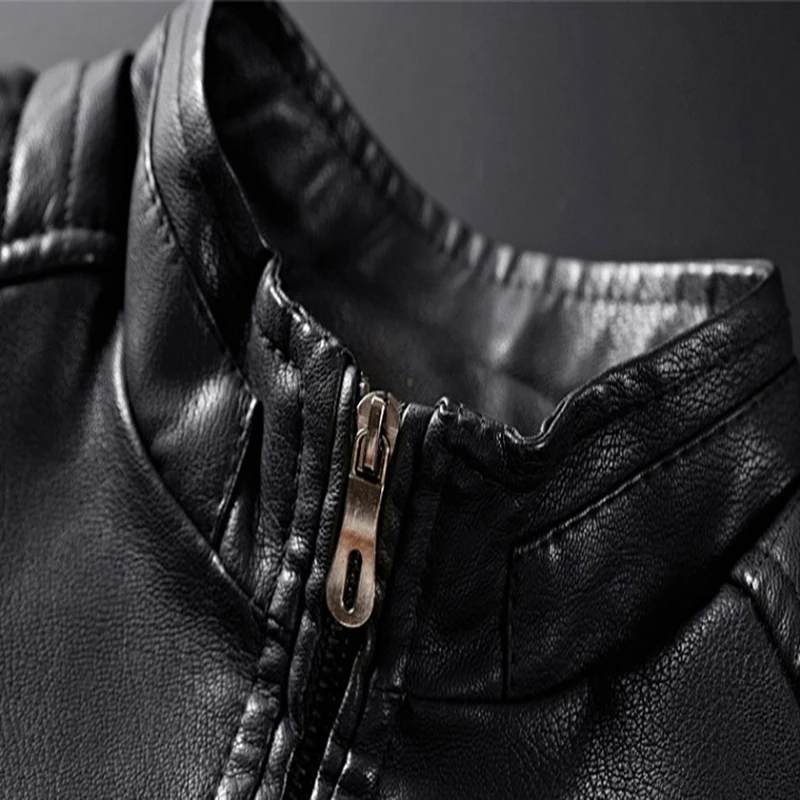 

Newest Black Leather Jacket Men Casual Zipper Slim Fit Motorcycle Leather Jacket Casual PU Coat Jaqueta De Couro Masculina