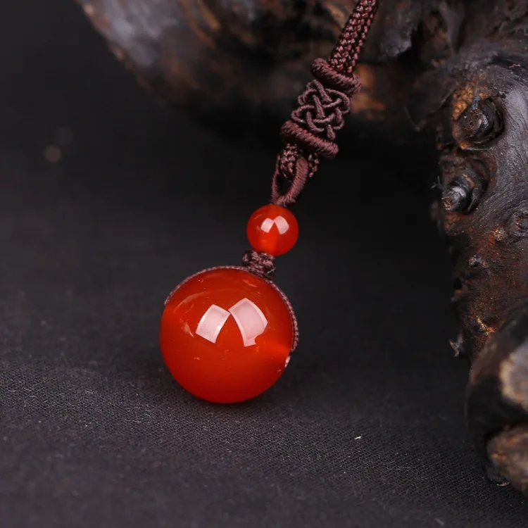 16mm Round Beads Natural Red Agate Necklace Pendants Crystal Gem Stones Jewelry Energy Lucky Gift For Women Men Carnelian Onyx | Украшения
