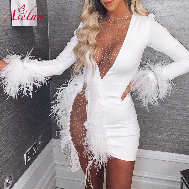 Aselnn сексуальное прозрачное платье для ночного клуба женские сетчатые вечерние