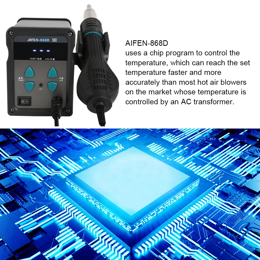 AIFEN-868D станция горячего воздуха 700 Вт Светодиодный Цифровой паяльник для распайки
