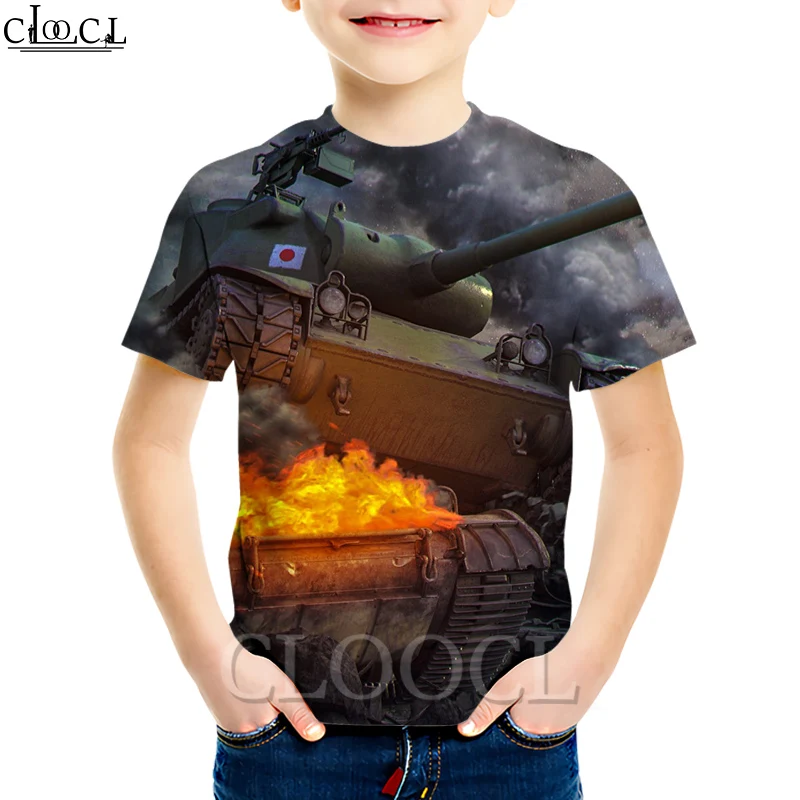 Популярная детская футболка CLOOCL с принтом World Of Tanks для мальчиков и девочек 3D