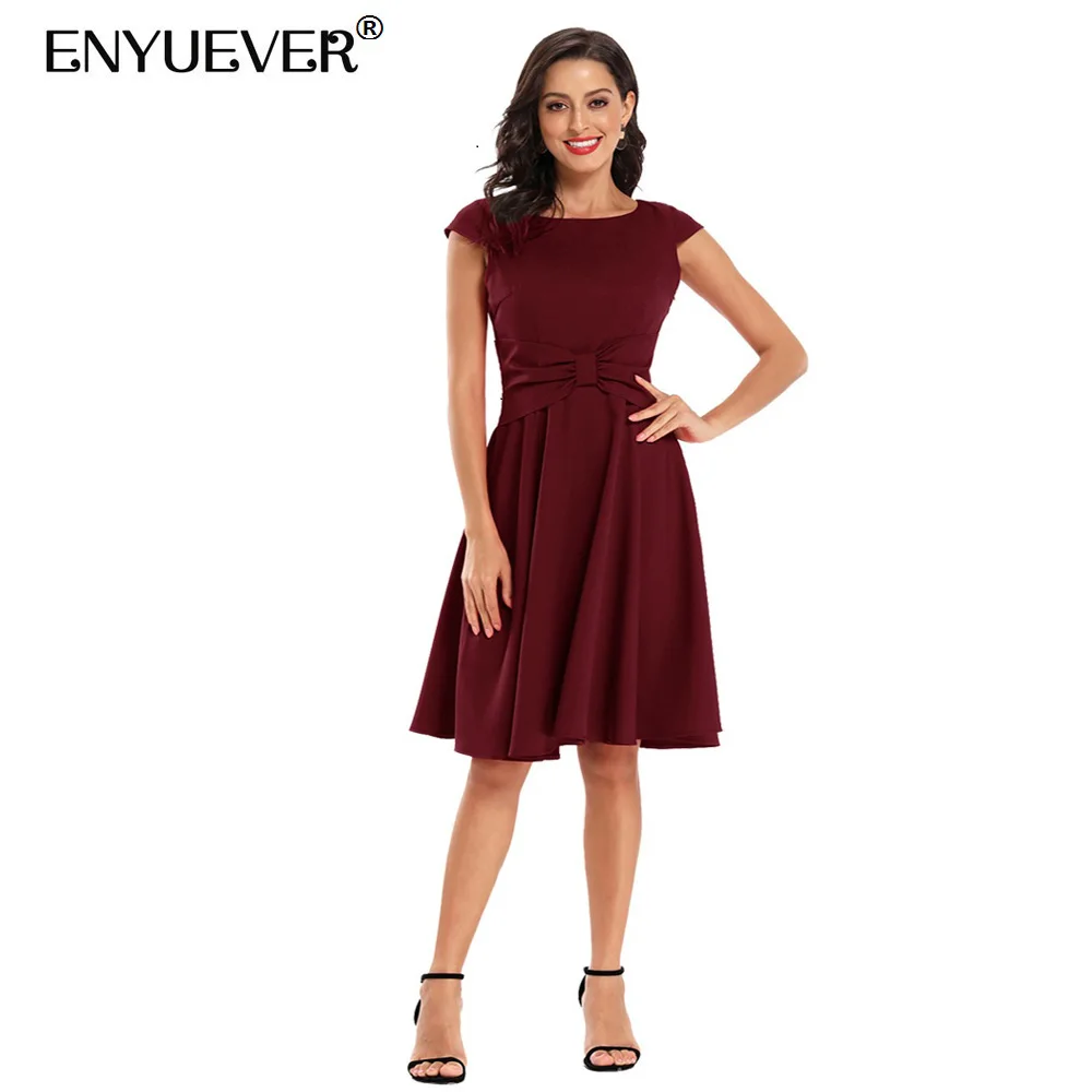 

Enyuever в винтажном стиле; Женская летняя одежда 2021 женское платье с бантом в стиле пин-ап качели элегантные деловые вечерние юбка с высокой та...