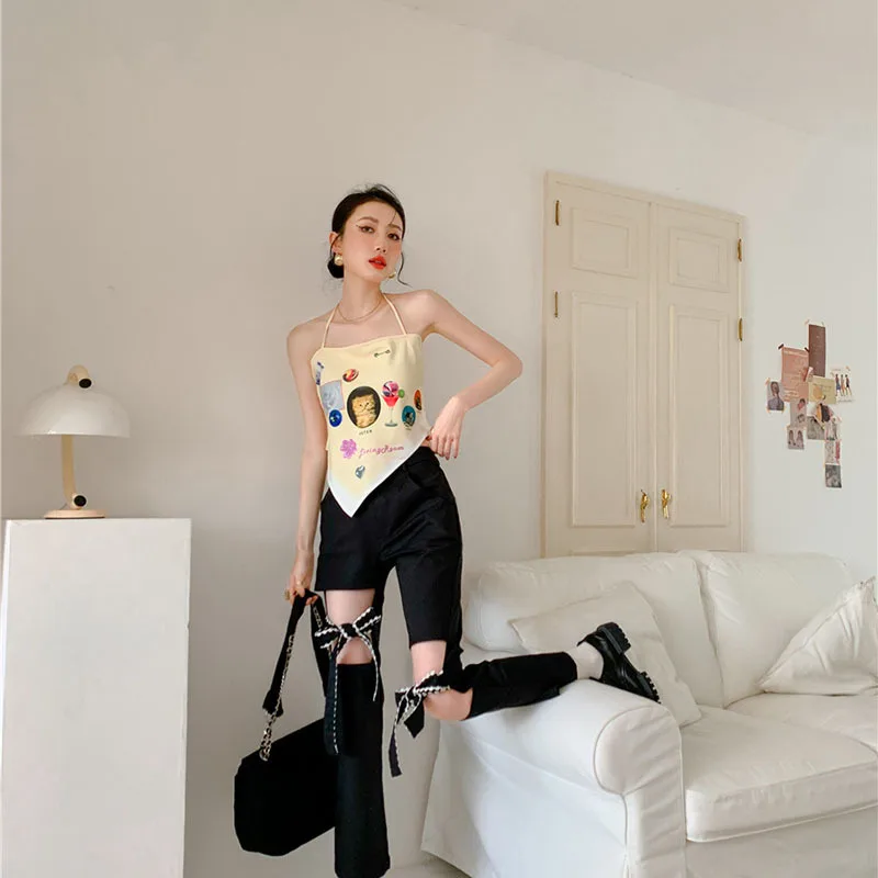 

LANMREM Design Women's Niche Irregular Hollow Lace High Waist Pants Loose Fit Fashion Tide Summer 2021 New Arrivai 2K1926