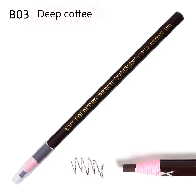 Deep coffee 1 шт. Водостойкий карандаш для бровей, резка, натуральный стойкий карандаш для бровей, черный, коричневый, кофейный, микроблейдинг, Перманентный макияж для бровей - Цвет: Deep coffee