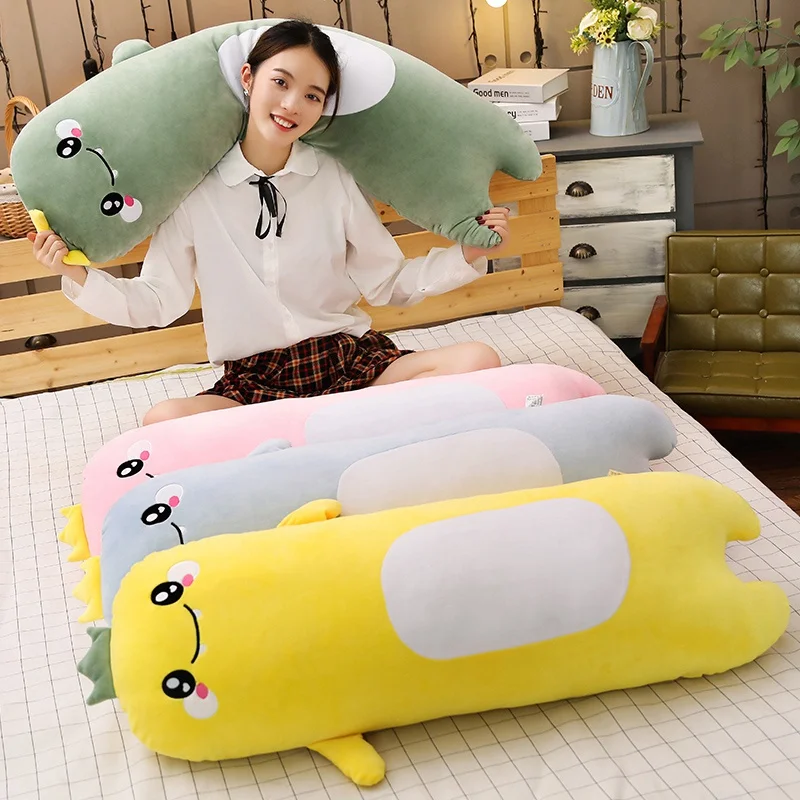 Высококачественная плюшевая длинная подушка в виде симпатичного динозавра