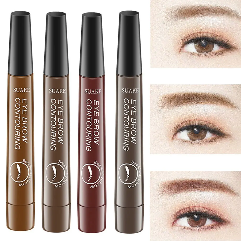 

4 точки карандаш для бровей 5 цветов жидкий карандаш для лба темно-коричневый карандаш для микроблейдинга бровей