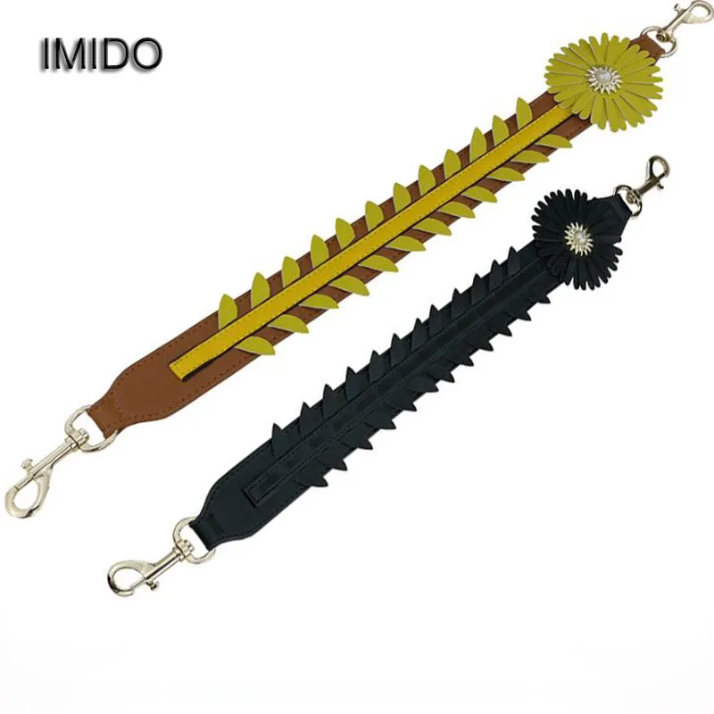 

IMIDO 60cm Short bag Strap for Handbags Handle Women replacement straps shoulder belt pu leather accessories parts Flower STP168