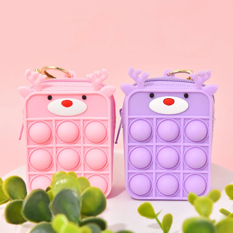 

Popits Wallet Popite Bubble Silicone Bags Kids baby girls Stress Relief Toy Kawaii Christmas Gift Fidget Toy