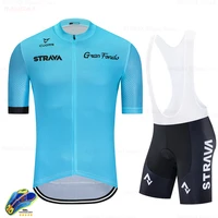 2022 strava pro team summer cycling jersey set bicycle clothing breathable men short sleeve shirt bike bib shorts 19d gel pad