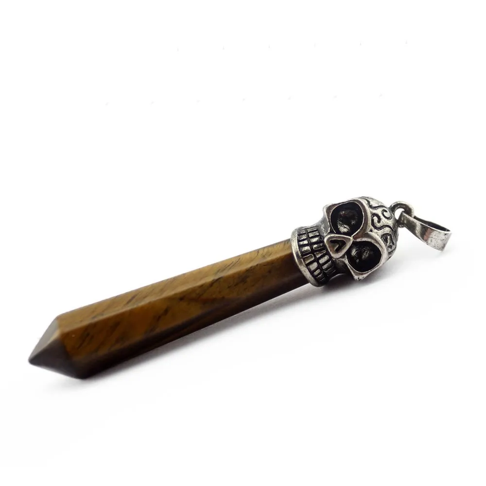 Кулон с шестигранной колонной из натурального кристалла кулон в виде черепа