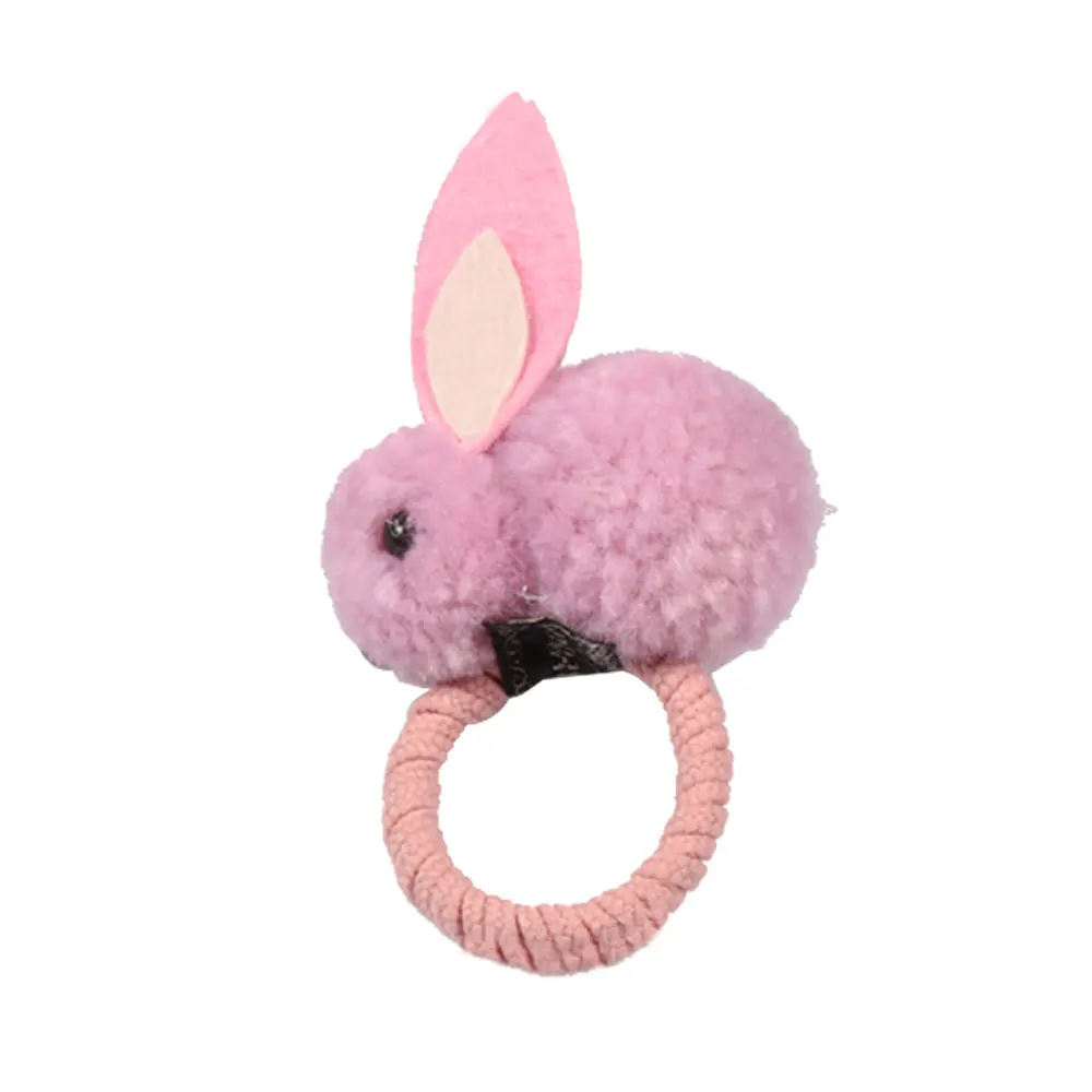 Hair ring Pink Модная обувь с милыми помпонами из кроличьей шерсти кольцо женский галстук веревки в Корейском стиле с эластичной резинкой на резиновые резинки для волос Банни заколка для волос Детская Женские аксессуары для волос - Цвет: Hair ring Pink