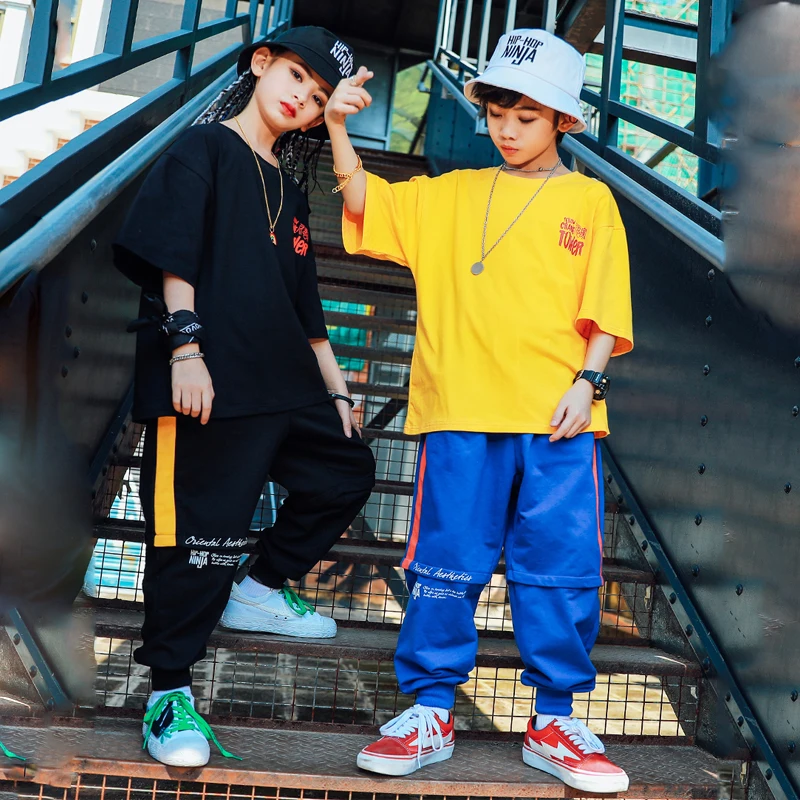 Children'S Day Street Dance Costumes Boys Girls Loose Hip-Hop Chinese Style T-Shirt Hiphop Pants Jazz Modern Wear DQS4446 |