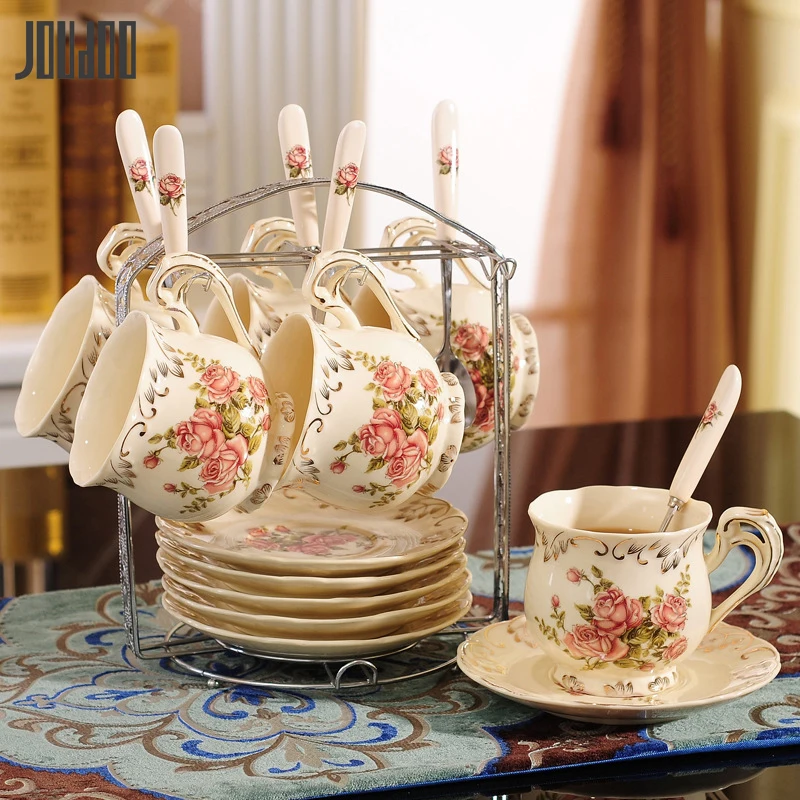 JOUDOO новый набор кофейных чашек с ручной росписью в виде Розы европейская