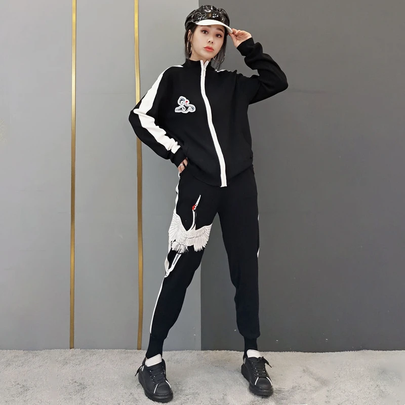 Новинка весны модный вязаный свитер и брюки Женский комплект повседневный с