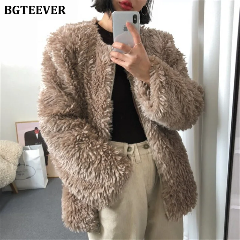Пальто BGTEEVER Женское зимнее пушистое мягкая верхняя одежда из искусственной